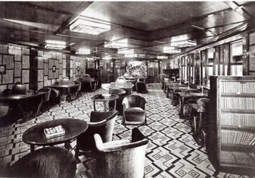 Lesesaal im Ozeandampfer Ile de France, 1926